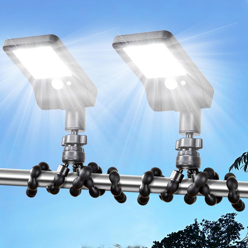 Thumok Solar Fence Lights Outdoor, 60 LEDs Motion Sensor Security Light with Flexible Octopus Tripod, 3 Lighting Modes, Adjustable Angle for Fence Deck Camping Patio (2) - Image 1